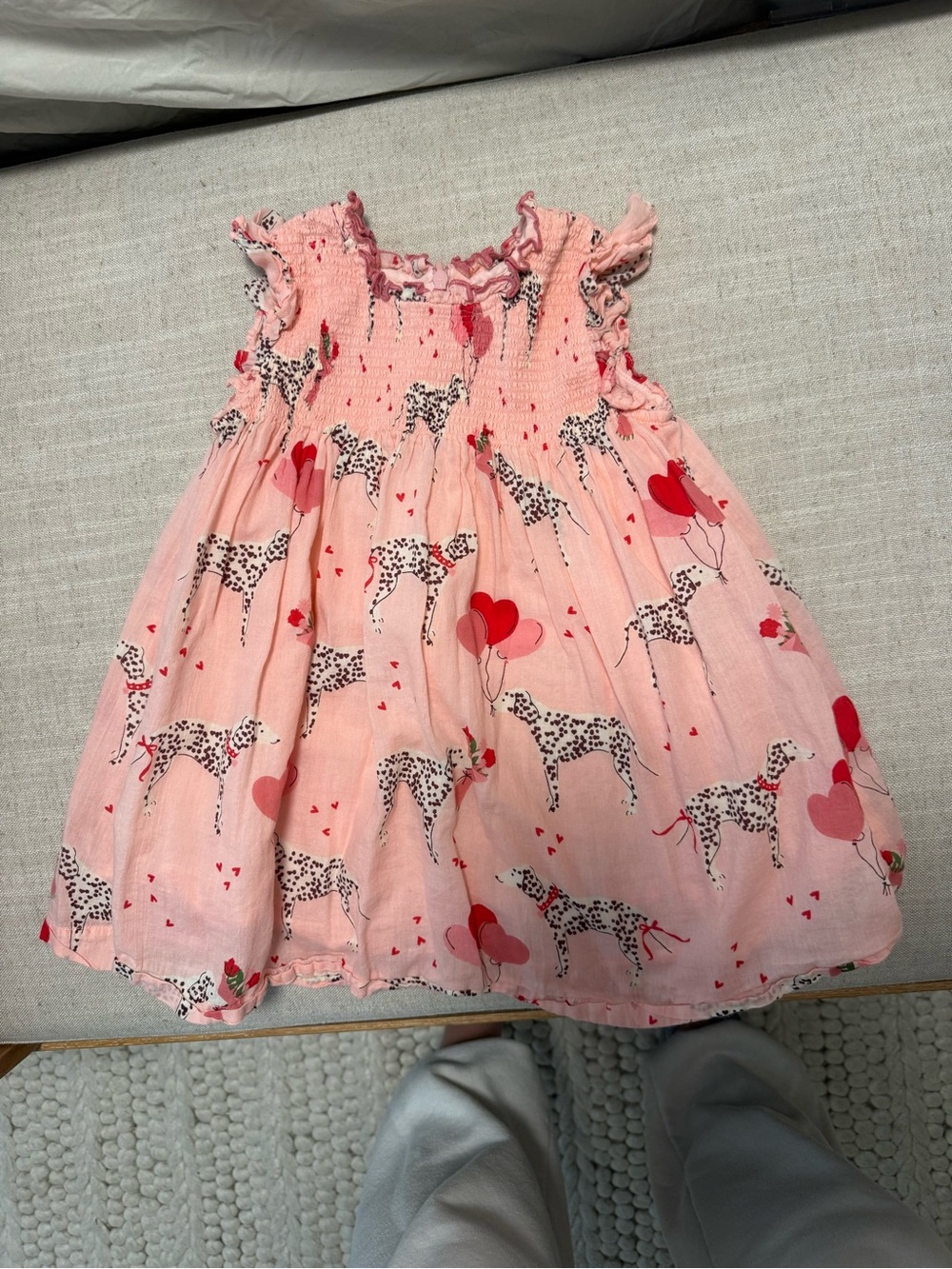 Pink Chicken Pink Dalmatian & Heart Balloon Smocked Dress